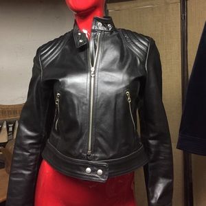 Cropped Vintage Genuine Leather Jacket